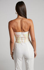 Vaira Top - Strapless Corset Top in Green Wave