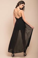 Trista cutout Maxi Romper Black